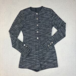 SHEIN EZwear Casual Elegant Herringbone Pattern Long Sleeve Jumpsuit Women's S